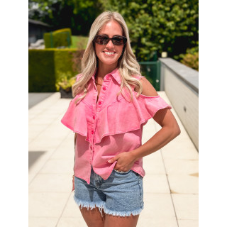 Chemisier en jeans Rosana - Fuchsia