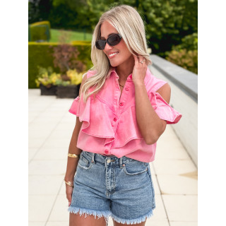 Chemisier en jeans Rosana - Fuchsia