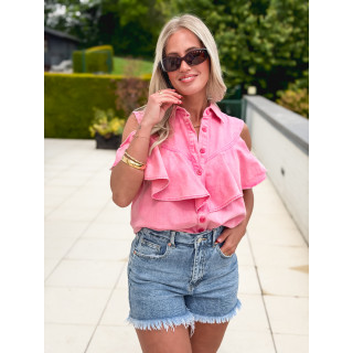 Chemisier en jeans Rosana - Fuchsia
