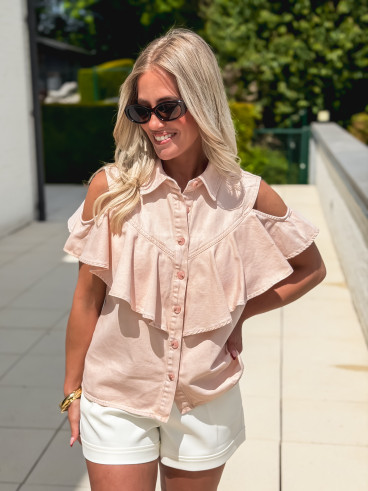 Chemisier en jeans Rosana - Rose