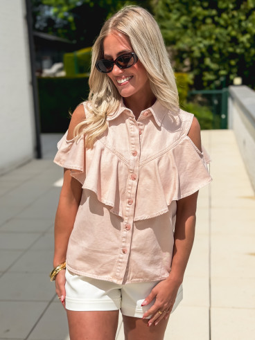 Chemisier en jeans Rosana - Rose