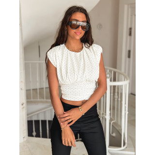 Blouse à pois Oxana - Blanc