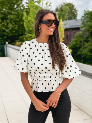 Blouse à pois Clém - Beige