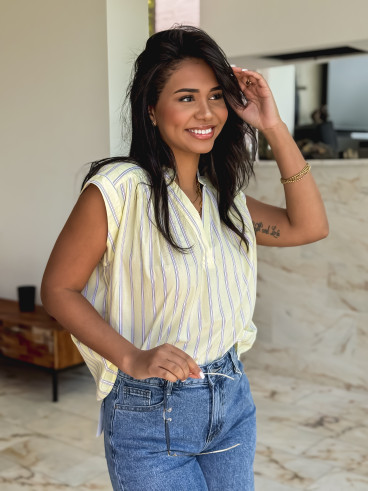 Blouse lignée Kacia - Jaune