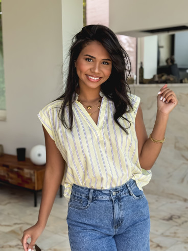Blouse lignée Kacia - Jaune