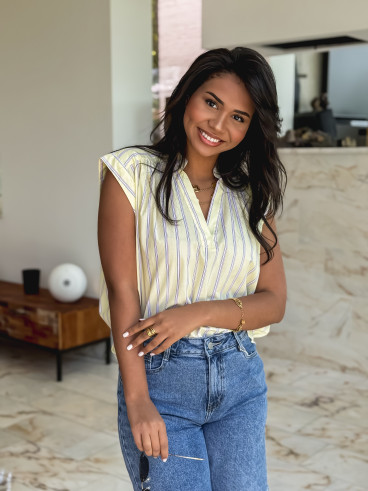 Blouse lignée Kacia - Jaune