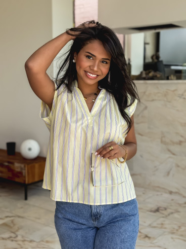 Blouse lignée Kacia - Jaune