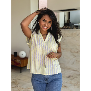 Blouse lignée Kacia - Jaune
