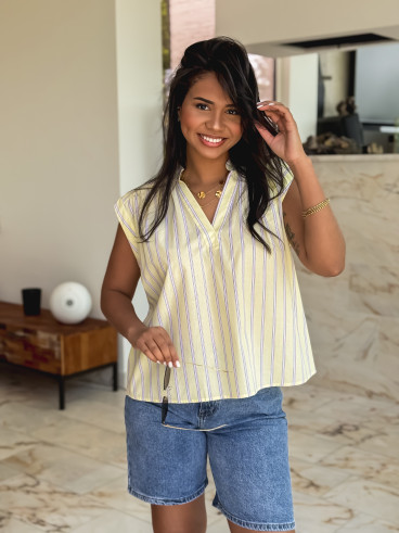 Blouse lignée Kacia - Jaune