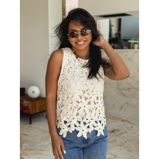 Blouse en crochet Reyana - Beige