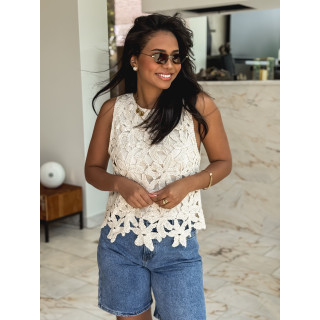 Blouse en crochet Reyana - Beige