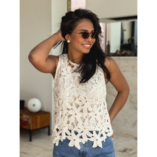 Blouse en crochet Reyana - Beige