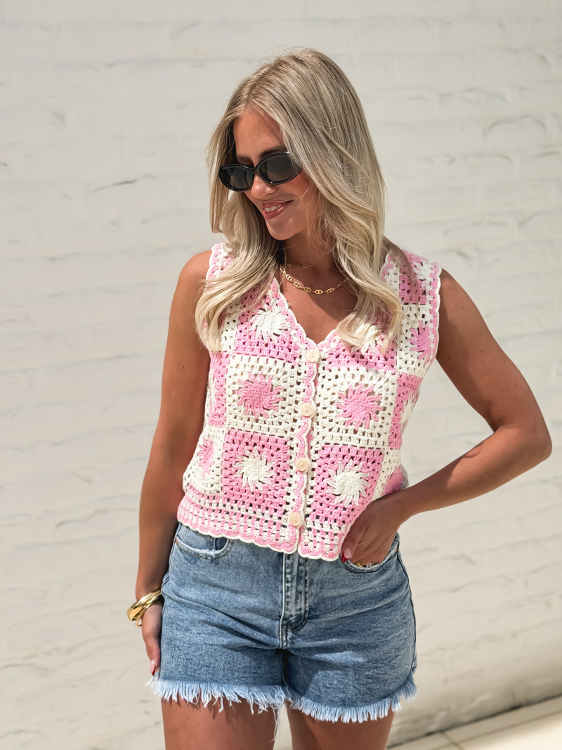 Gilet Ludovica - Rose/Ecru