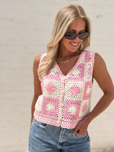 Gilet Ludovica - Rose/Ecru