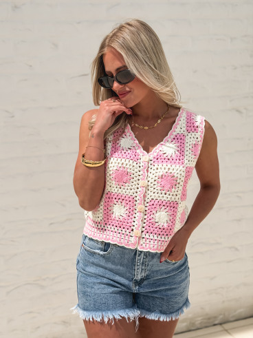 Gilet Ludovica - Rose/Ecru