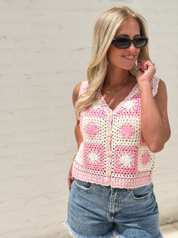 Gilet Ludovica - Rose/Ecru