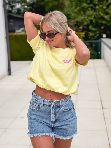 Crop t-shirt Amaliane - Jaune