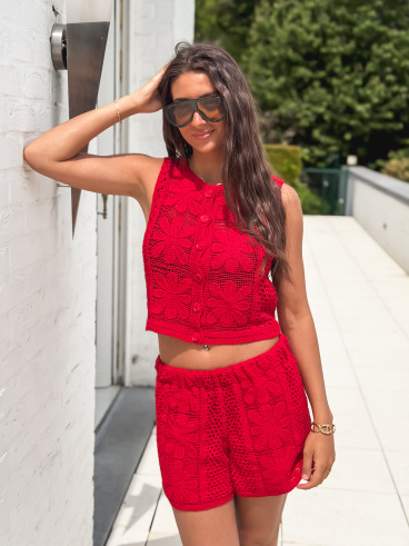 Short en crochet Nadine - Rouge