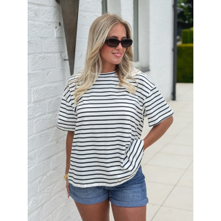 T-shirt ligné Hind - Blanc/Bleu marine