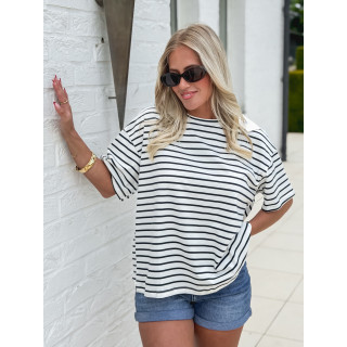 T-shirt ligné Hind - Blanc/Bleu marine