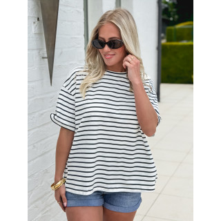 T-shirt ligné Hind - Blanc/Bleu marine