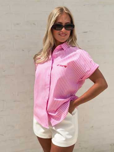 Chemise lignée "St Tropez" - Rose/Blanc