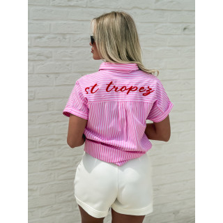 Chemise lignée "St Tropez" - Rose/Blanc