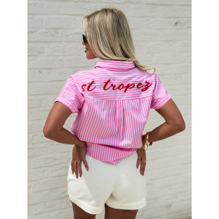 Chemise lignée "St Tropez" - Rose/Blanc