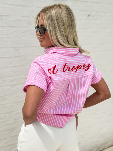 Chemise lignée "St Tropez" - Rose/Blanc