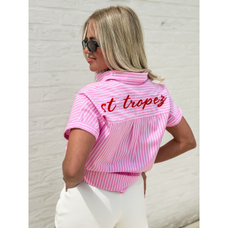 Chemise lignée "St Tropez" - Rose/Blanc