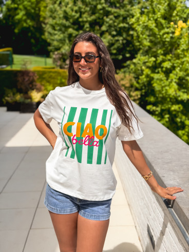 T-shirt Darline - Blanc/Vert T-shirt Darline - Blanc/Vert