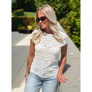Blouse en dentelle Desma - Blanc