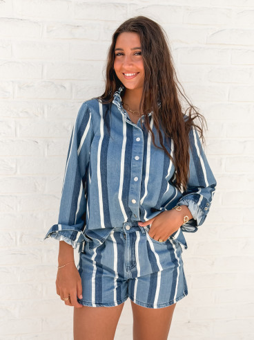 Chemise lignée Délize - Bleu/Blanc