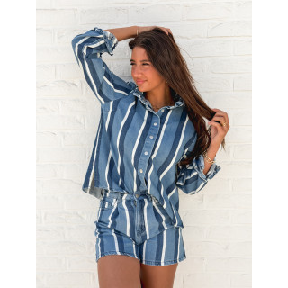 Chemise lignée Délize - Bleu/Blanc
