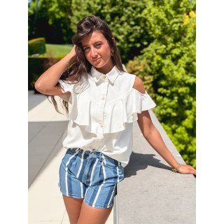 Short ligné Délize - Bleu/Blanc