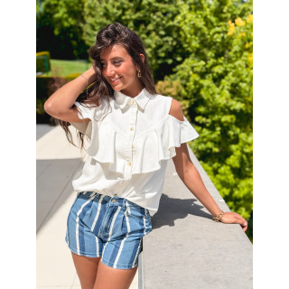 Short ligné Délize - Bleu/Blanc