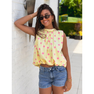 Blouse à pois Milan - Jaune/Rose