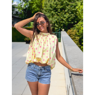 Blouse à pois Milan - Jaune/Rose