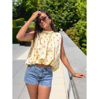 Blouse à pois Milan - Jaune/Rose