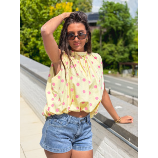 Blouse à pois Milan - Jaune/Rose