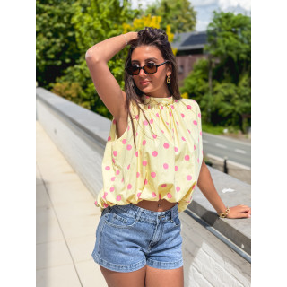 Blouse à pois Milan - Jaune/Rose