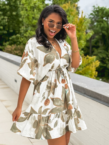Robe courte à motifs Moyana - Kaki Robe courte à motifs Moyana - Kaki