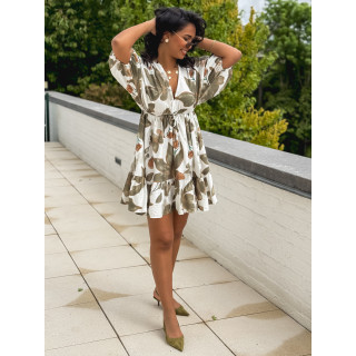 Robe courte à motifs Moyana - Kaki