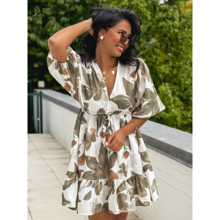 Robe courte à motifs Moyana - Kaki