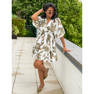 Robe courte à motifs Moyana - Kaki