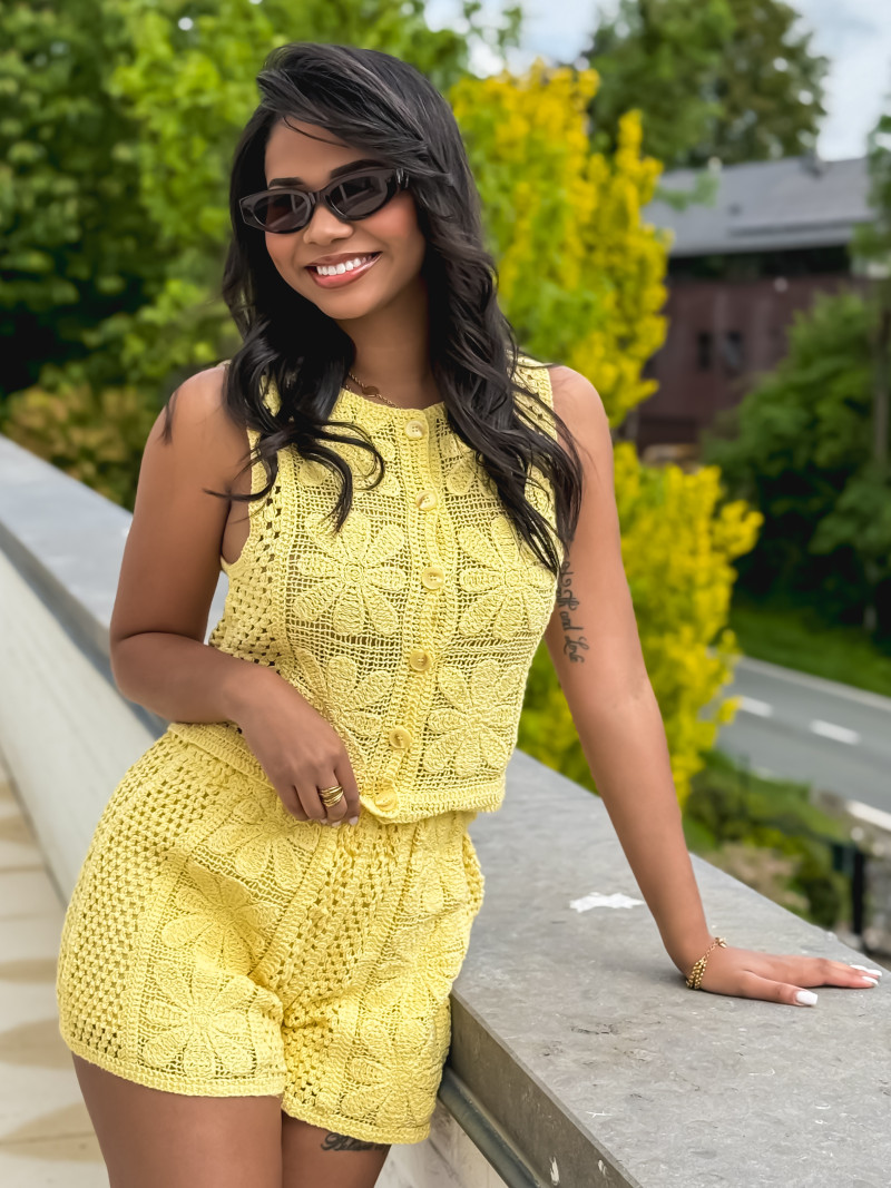 Gilet en crochet Nadine - Jaune Gilet en crochet Nadine - Jaune