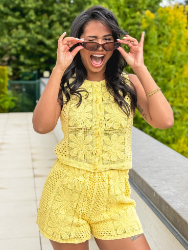 Gilet en crochet Nadine - Jaune Gilet en crochet Nadine - Jaune