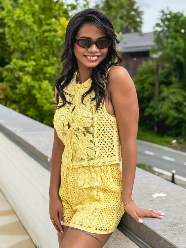 Short en crochet Nadine - Jaune