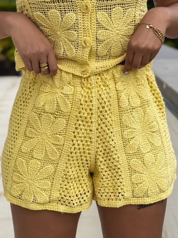 Short en crochet Nadine - Jaune