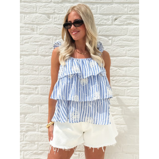 Blouse lignée Thaïs - Bleu